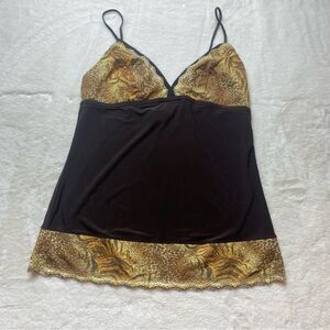 Josie Natori Brown and Tiger Print Cami Size Small